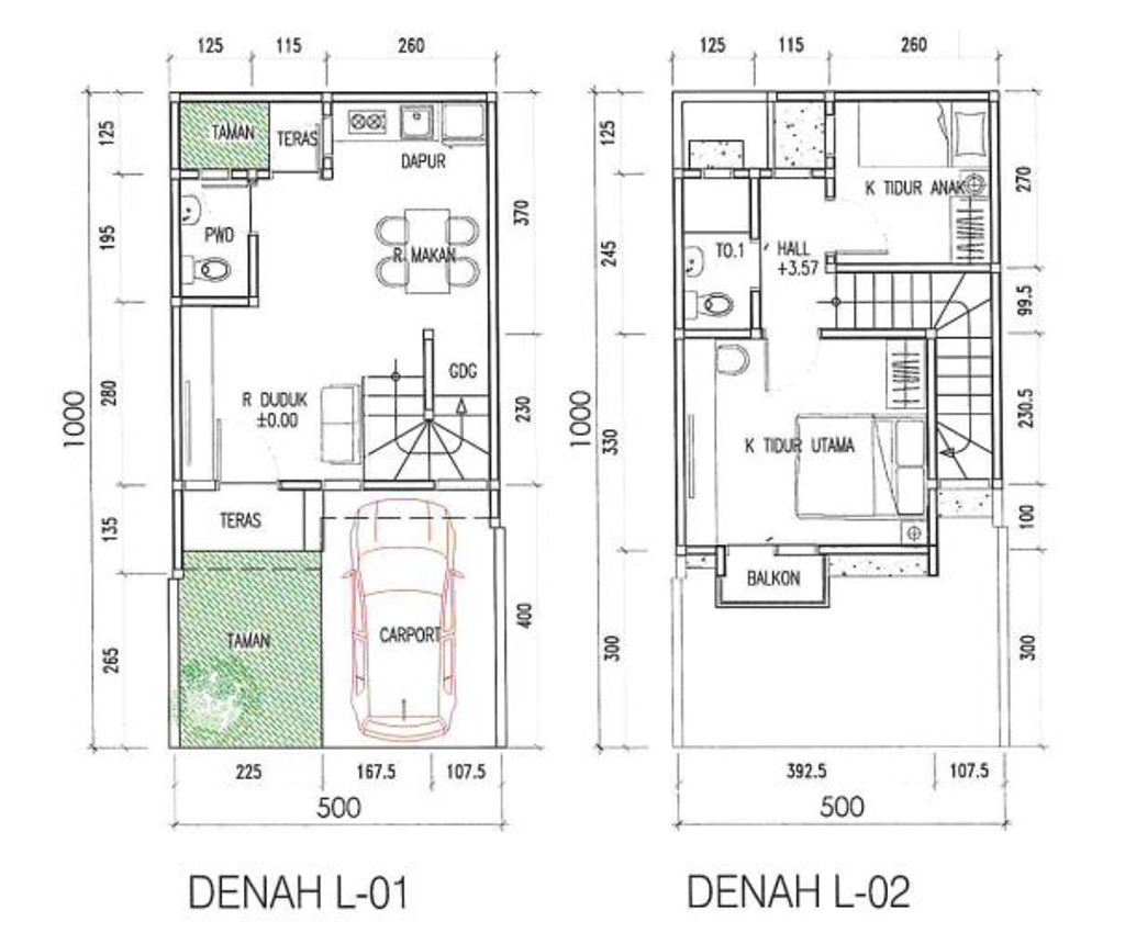 foto denah rumah tipe OAK perumahan AYODHYA GARDEN - THE TERRACE