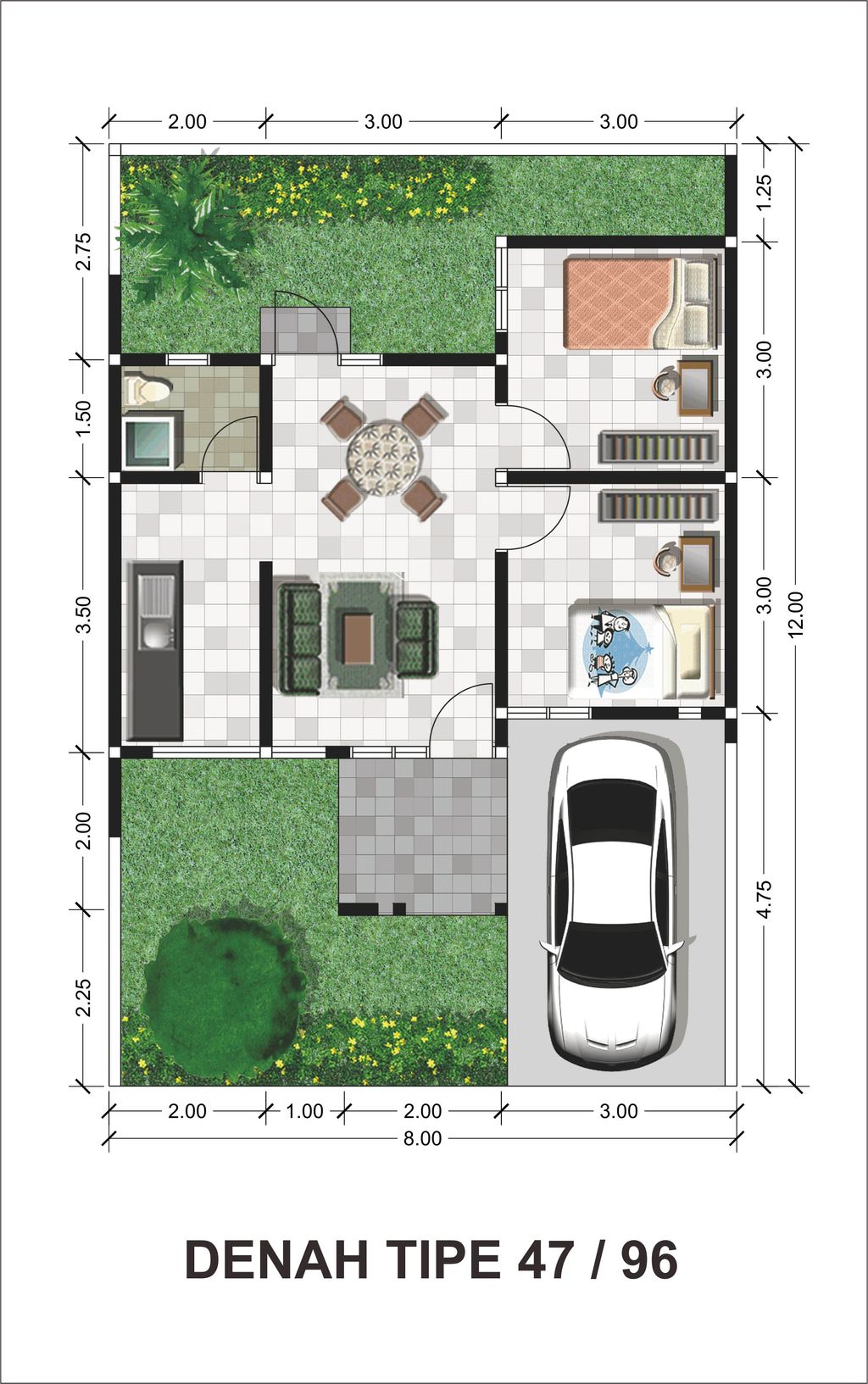 foto denah rumah tipe 47 perumahan PERUMAHAN CITRA CITY RESIDENCE