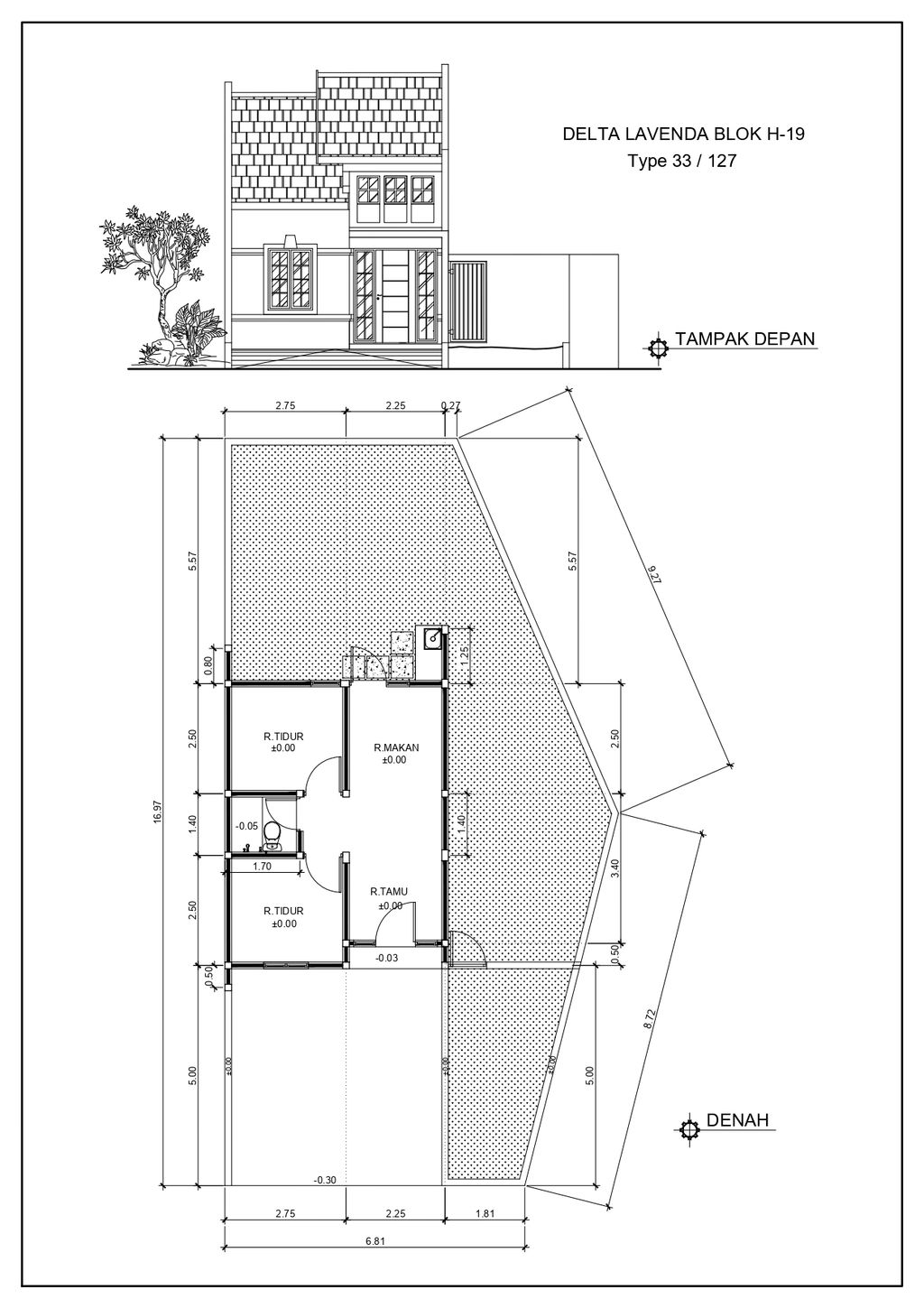 foto denah rumah tipe DELTA LAVENDA H-19 perumahan GRAND DELTA SARI