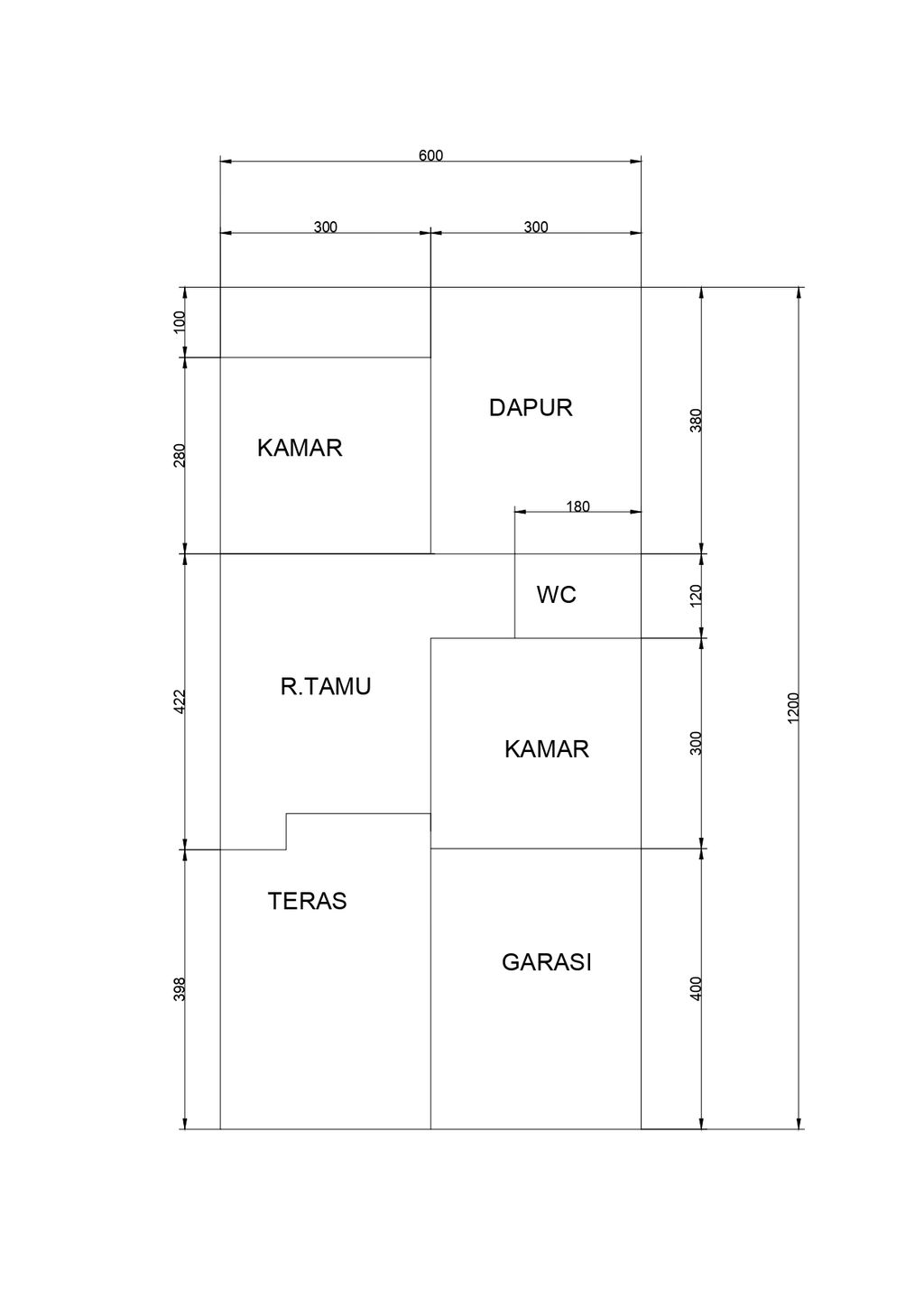 foto denah rumah tipe 38/72 perumahan Perumahan Grand Jaya Mulya