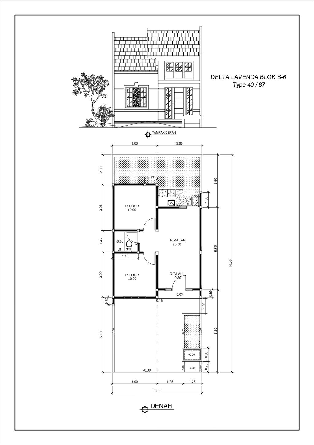 foto denah rumah tipe DELTA LAVENDA B-6 perumahan GRAND DELTA SARI