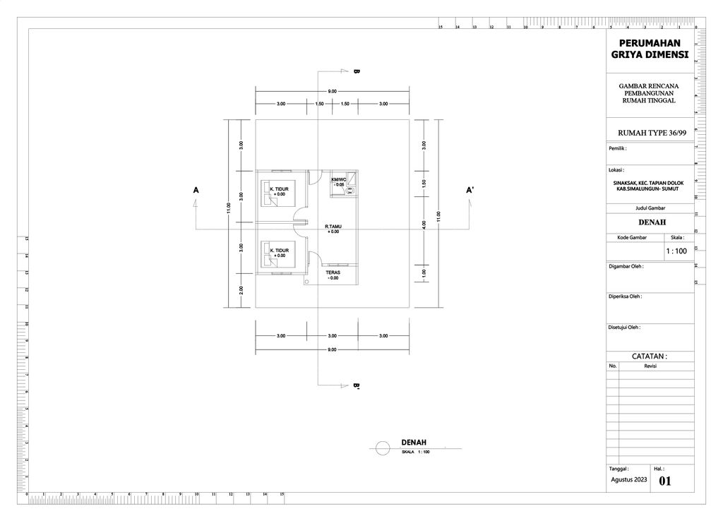 foto denah rumah tipe 36 perumahan Griya Dimensi Tahap 5