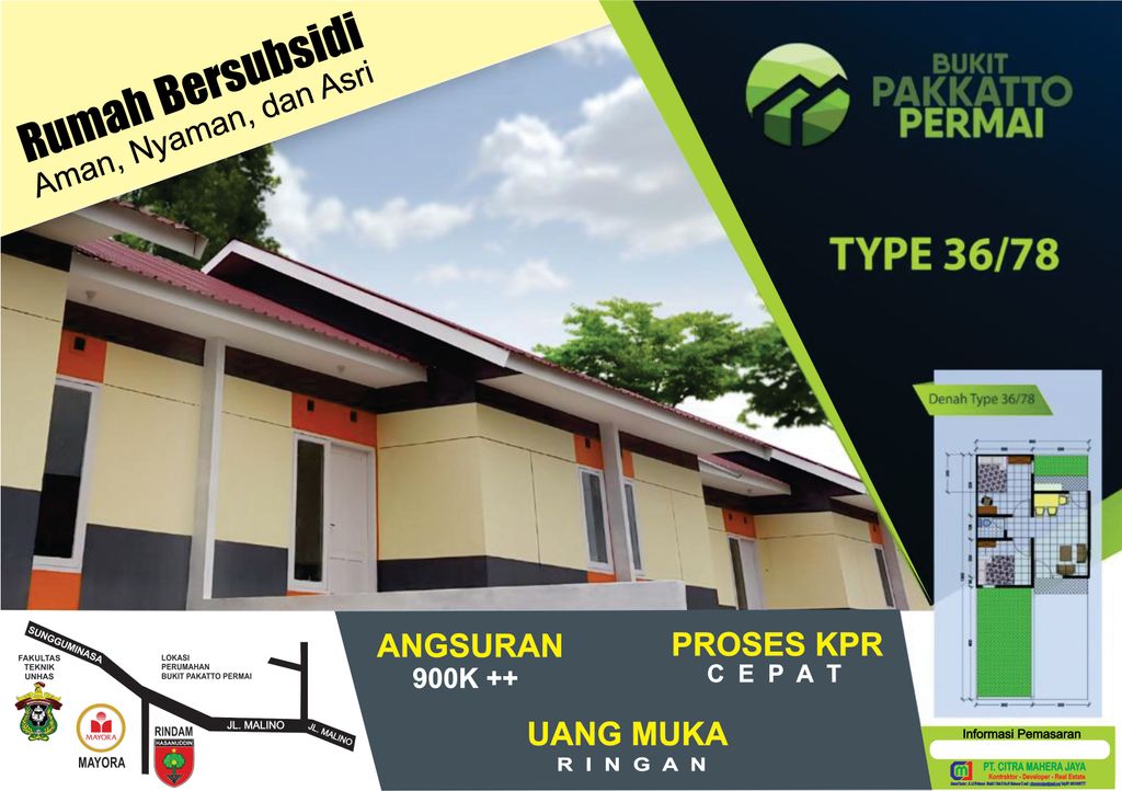 foto tampak rumah tipe 36 perumahan BUKIT PAKKATTO PERMAI