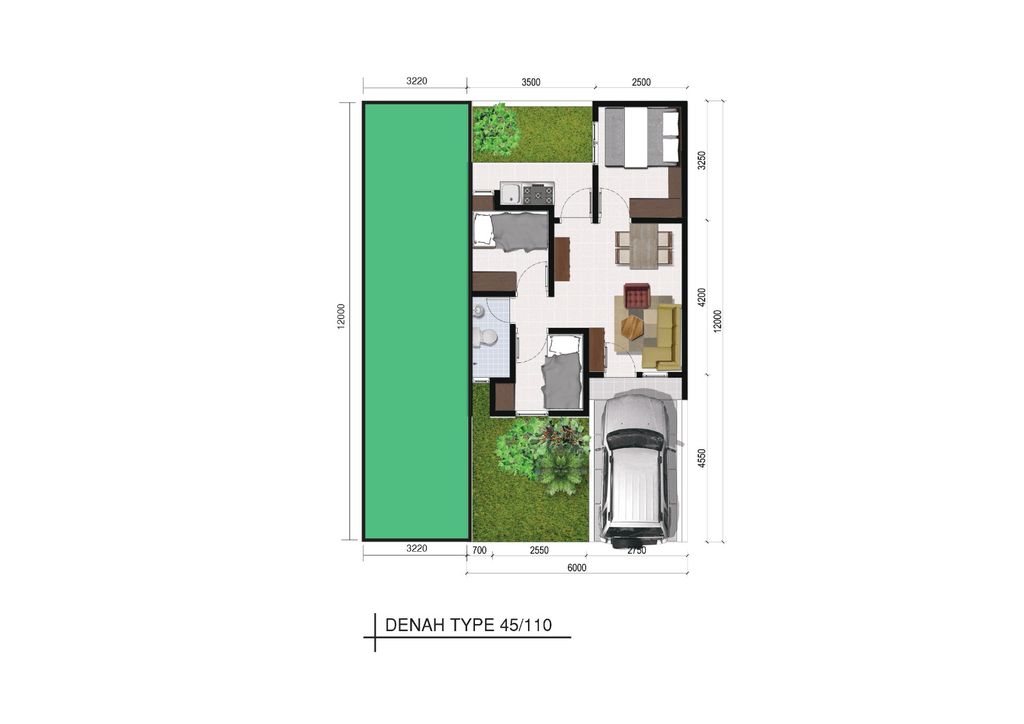 foto denah rumah tipe 45/110 perumahan Padma Hills