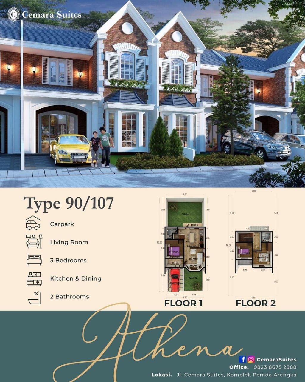 foto denah rumah tipe ATHENA - G perumahan CEMARA SUITES