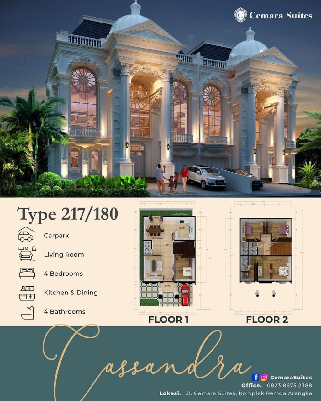 foto denah rumah tipe CASSANDRA - K2 perumahan CEMARA SUITES
