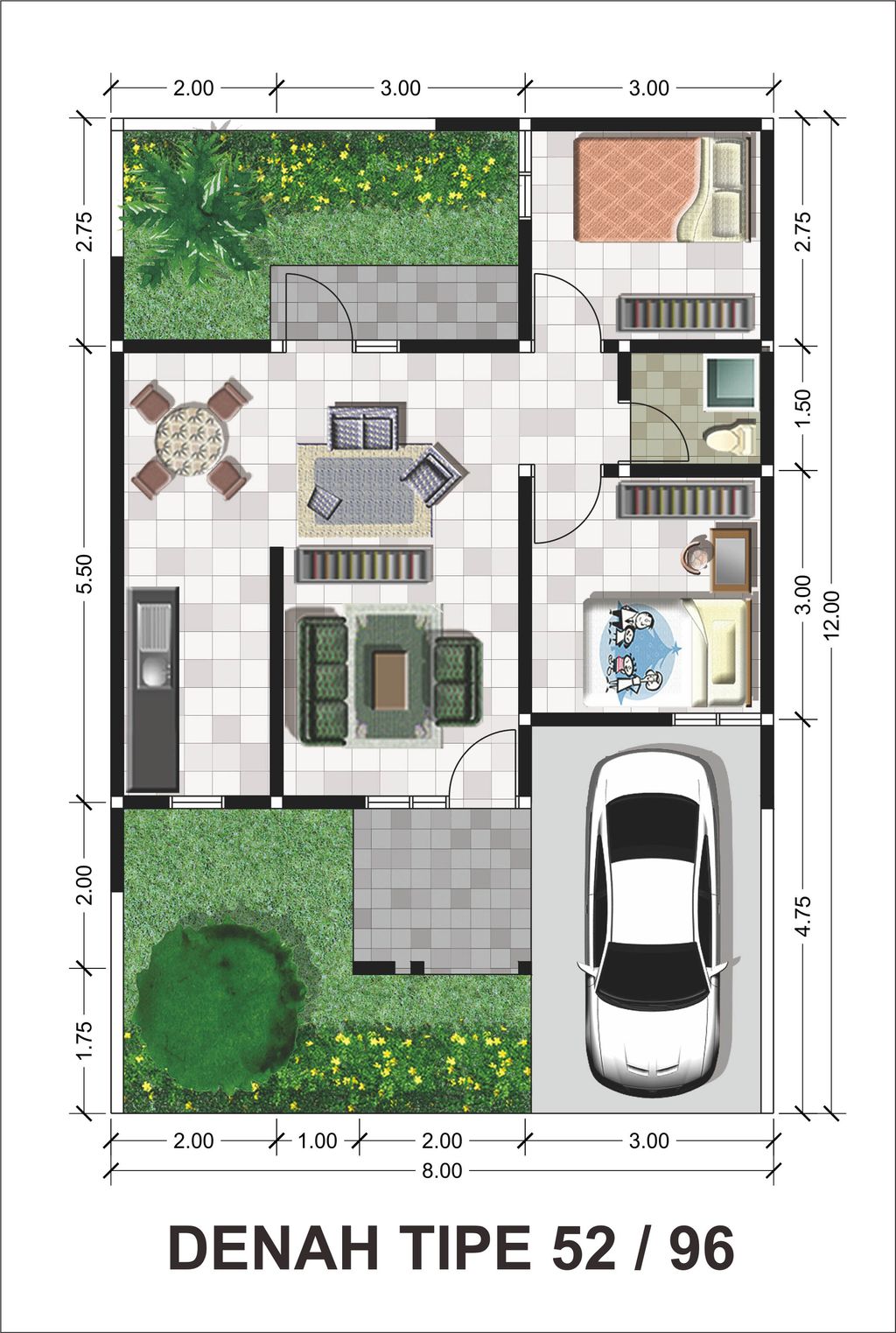 foto denah rumah tipe 52 perumahan PERUMAHAN CITRA CITY RESIDENCE