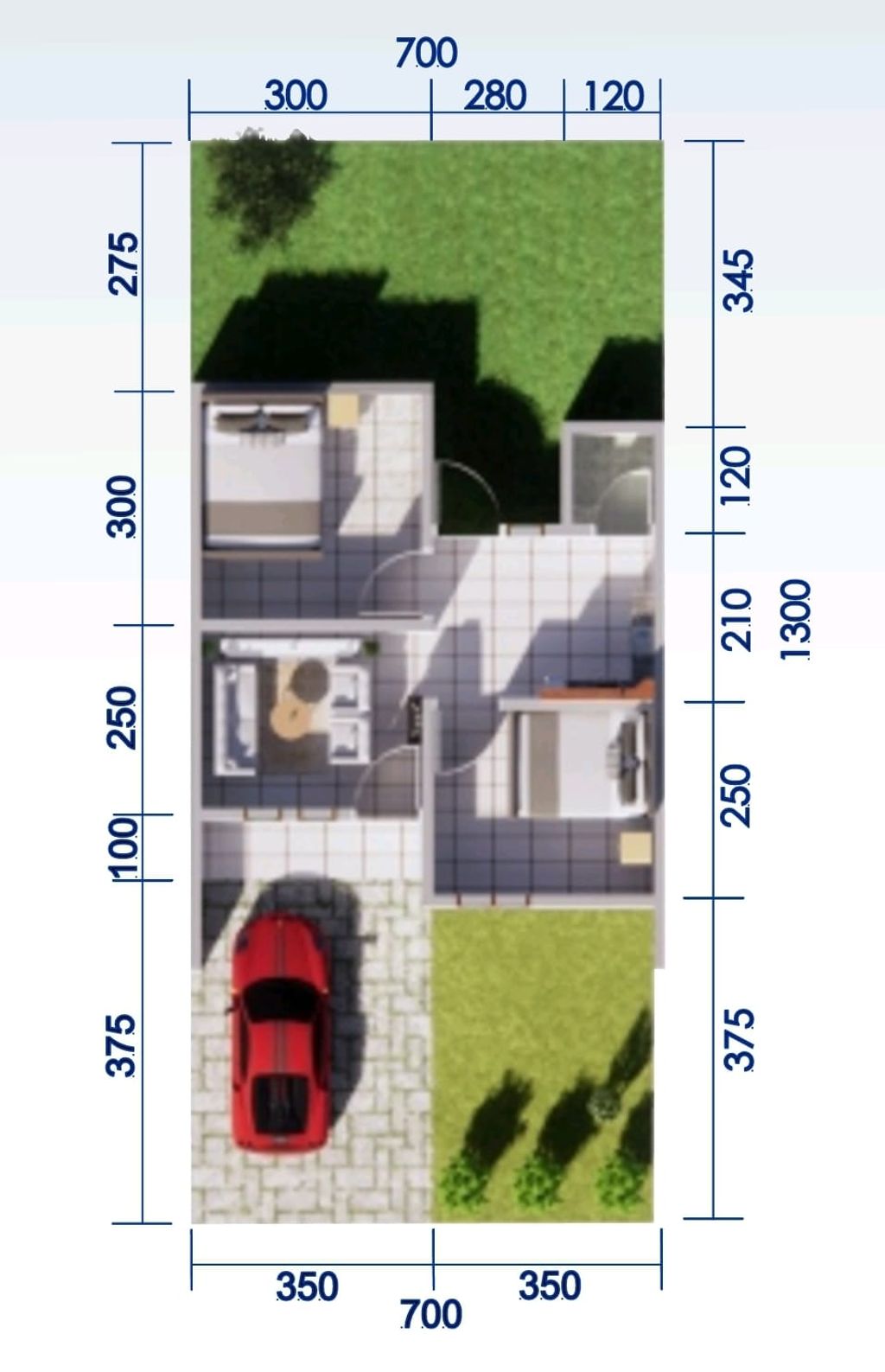 foto denah rumah tipe 36/91 perumahan CANTIKA RESIDENCE BARUGA