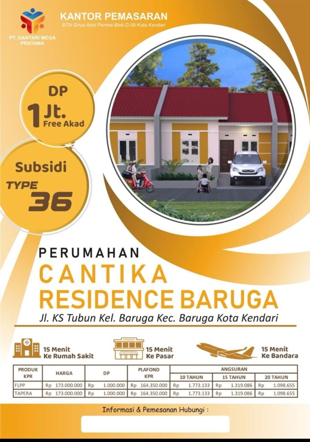 foto tampak rumah tipe 36/91 perumahan CANTIKA RESIDENCE BARUGA