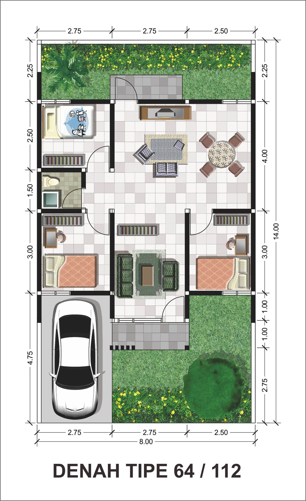 foto denah rumah tipe 64 perumahan PERUMAHAN CITRA CITY RESIDENCE