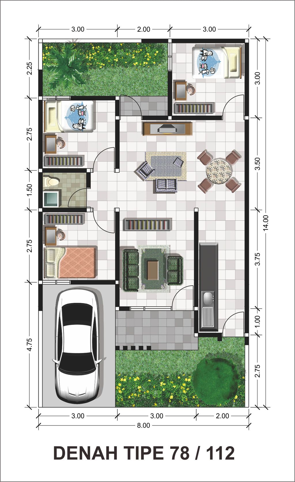 foto denah rumah tipe 78 perumahan PERUMAHAN CITRA CITY RESIDENCE