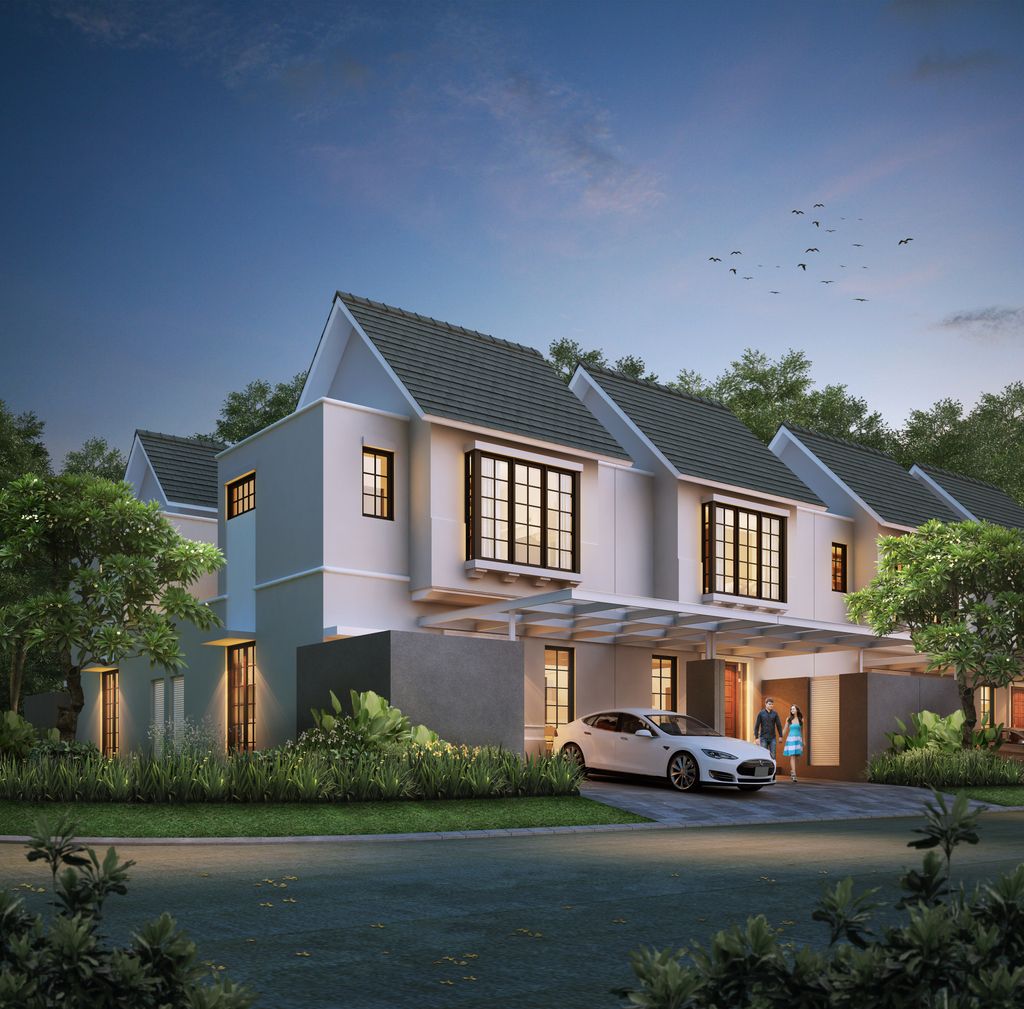 foto tampak rumah tipe Chrysant Hook Standard Custom EC19 perumahan GRAND HARVEST