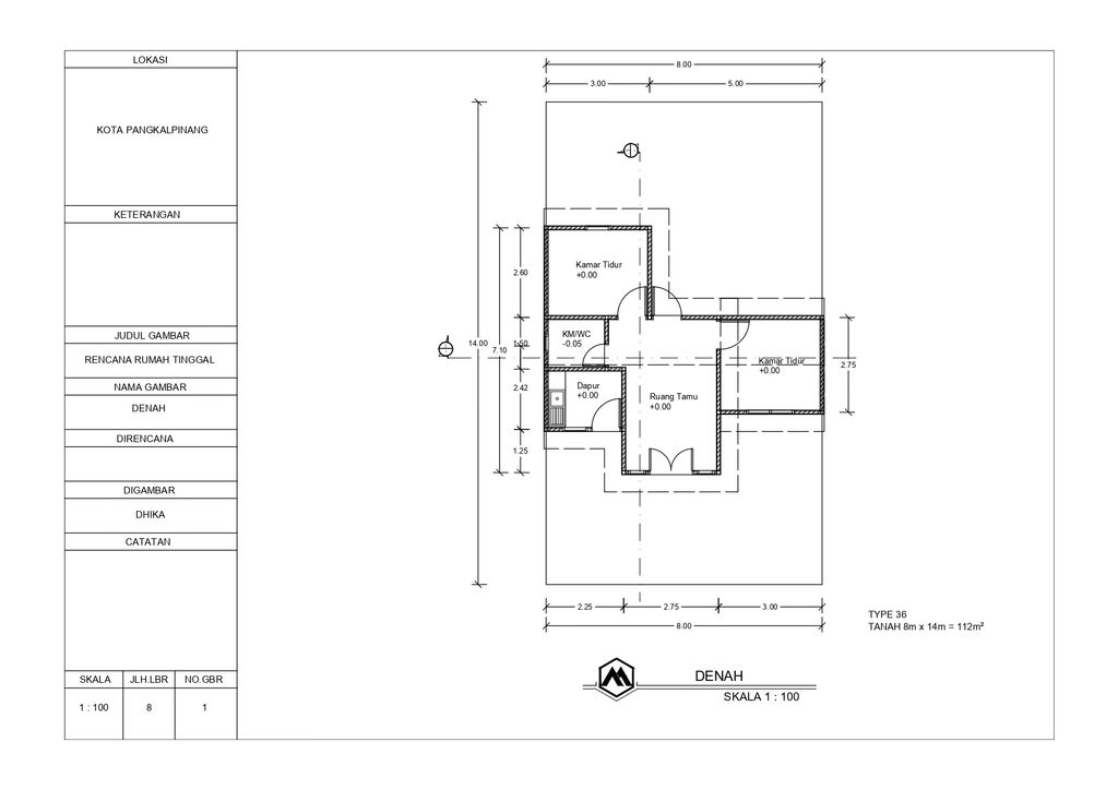 foto denah rumah tipe 36M2 perumahan GREEN HILL RESIDENCE