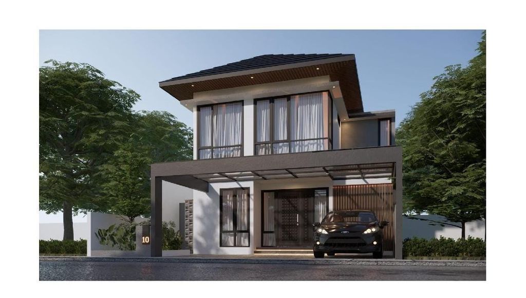 foto tampak rumah tipe 75 perumahan NAWASENA PARK NGALIYAN