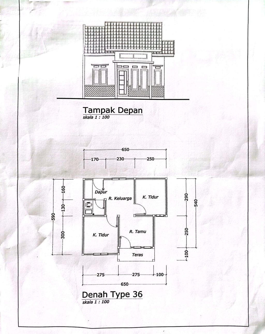 foto denah rumah tipe 36 perumahan AULIA ARTHA GRAHA