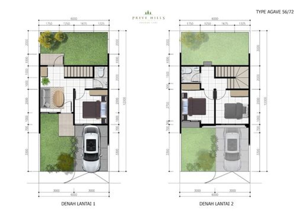 foto denah rumah tipe AGAVE perumahan Prive Hills Residence