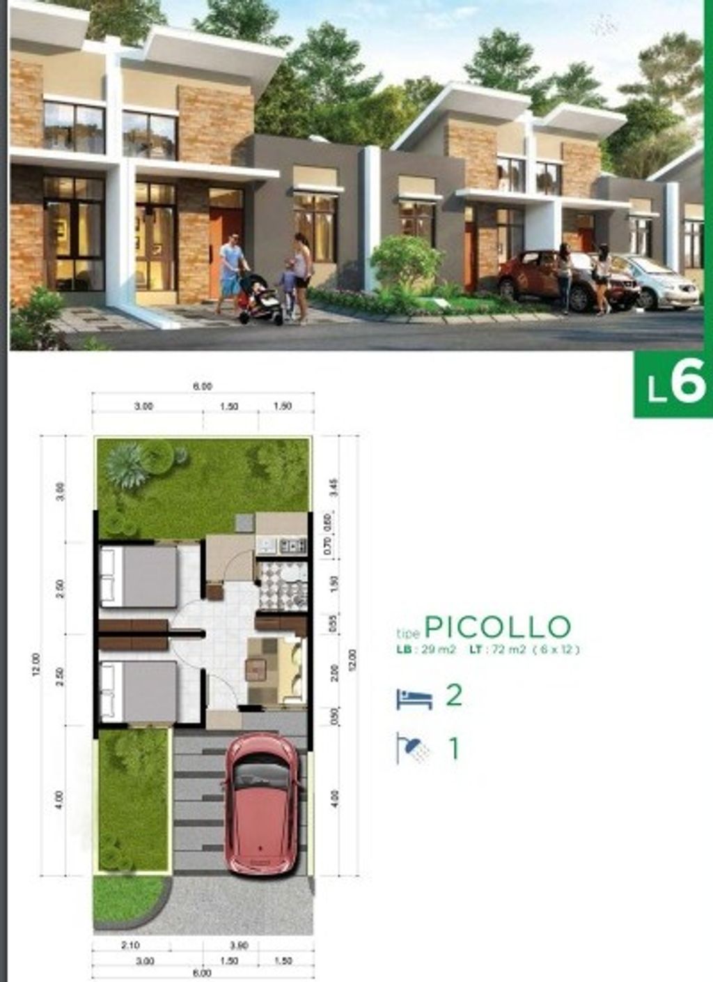 foto denah rumah tipe PICOLLO perumahan CITRA RAYA - CLUSTER GIVERNY