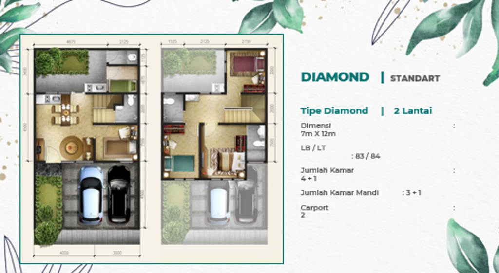 foto denah rumah tipe DIAMOND perumahan Emerald Residence