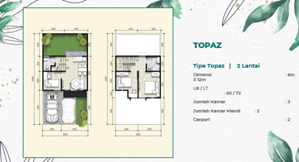 foto denah rumah tipe TOPAZ perumahan Emerald Residence