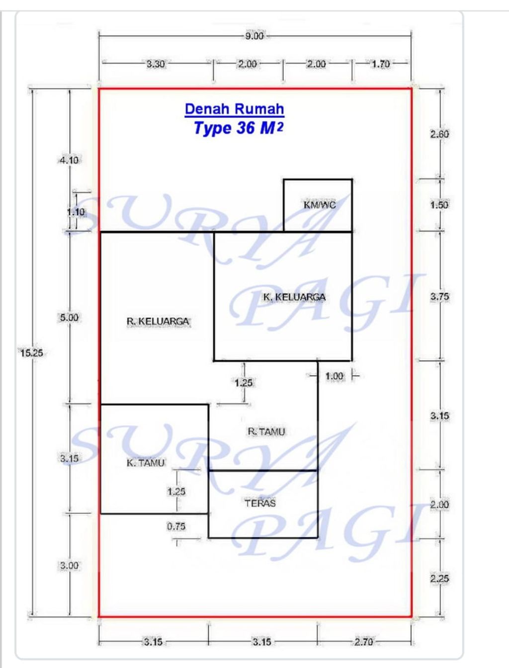 foto denah rumah tipe 36 perumahan PERUM SURYA PAGI 6