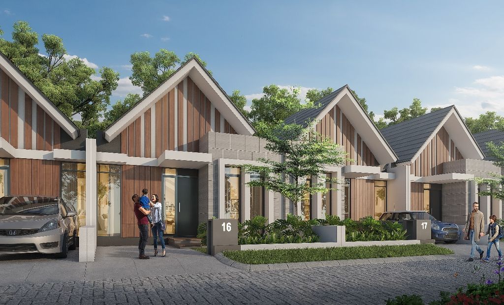 foto tampak rumah tipe Hazel + perumahan RIVERFRONT URBAN RESORT