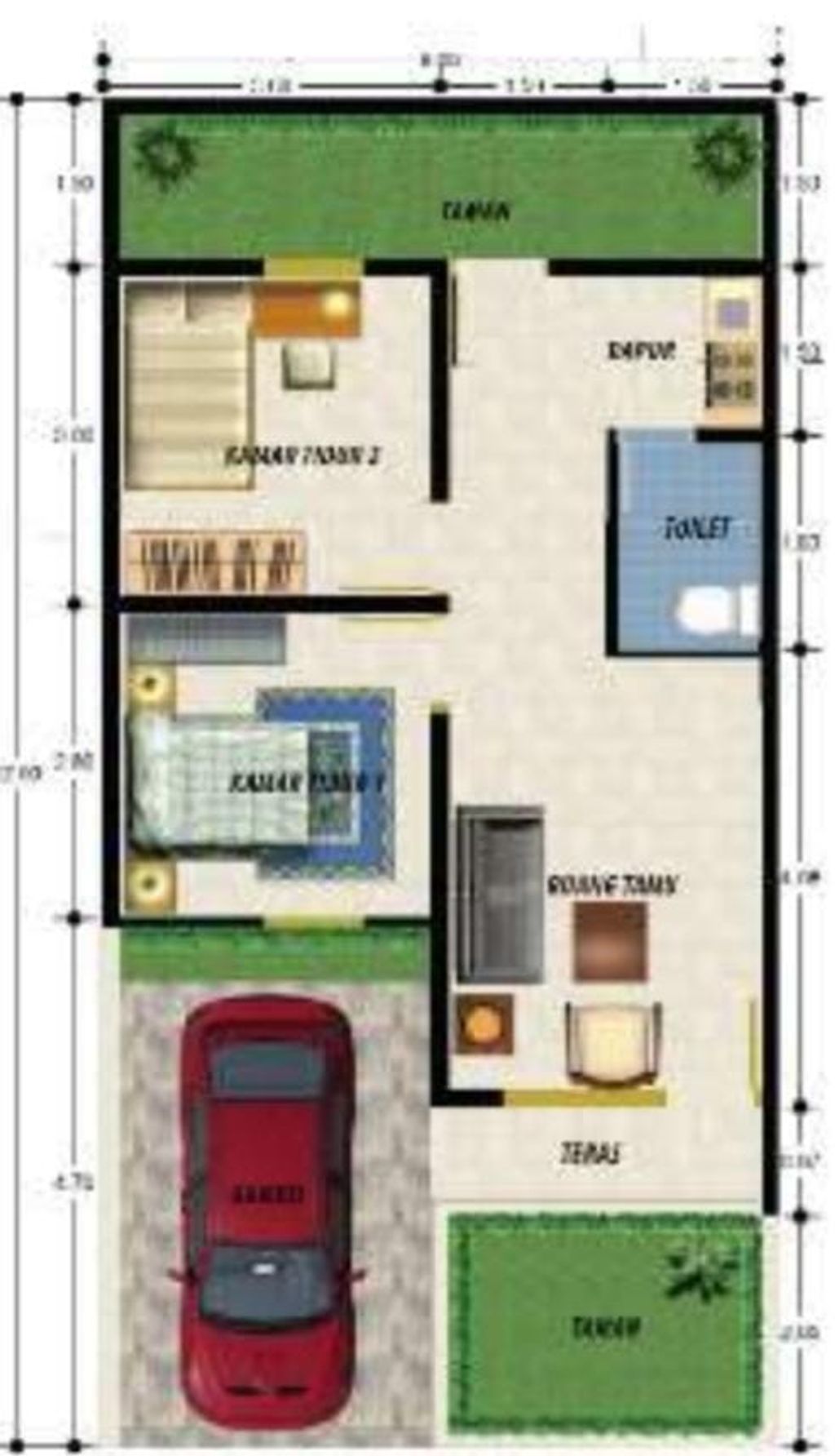 foto denah rumah tipe 48/72 perumahan GRAND AMELIA