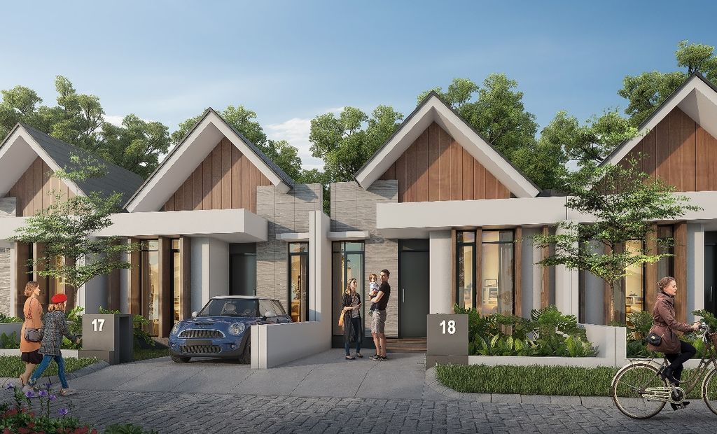 foto tampak rumah tipe MapleB perumahan RIVERFRONT URBAN RESORT