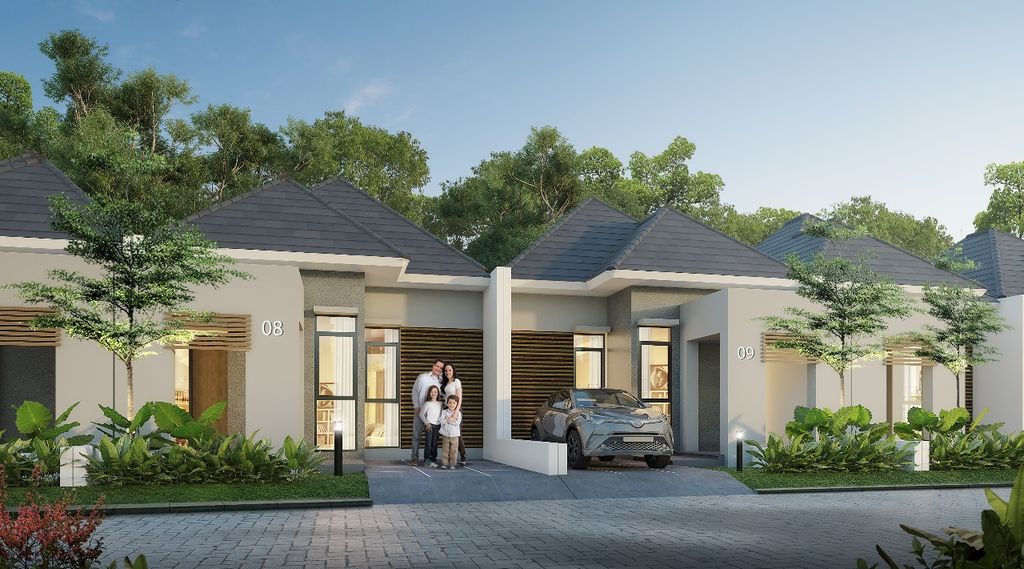 foto tampak rumah tipe MapleC perumahan RIVERFRONT URBAN RESORT