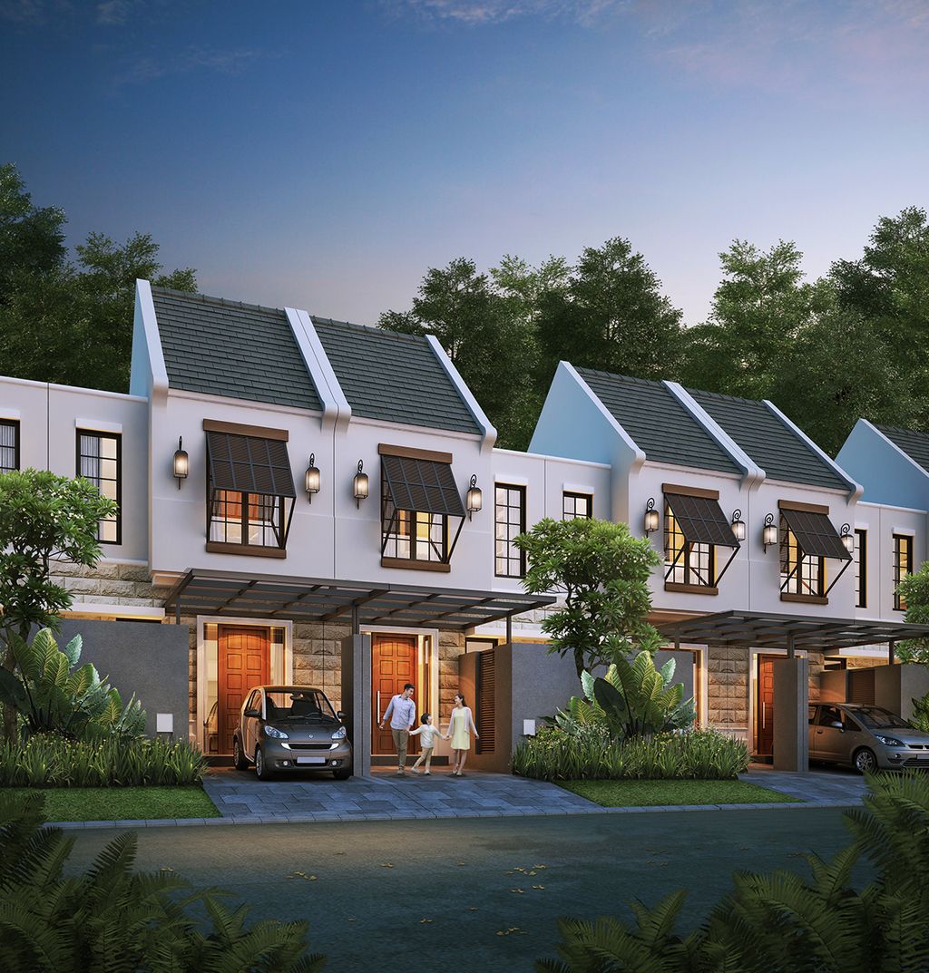 foto tampak rumah tipe Daphne Pojok Custom Premiere perumahan GRAND HARVEST
