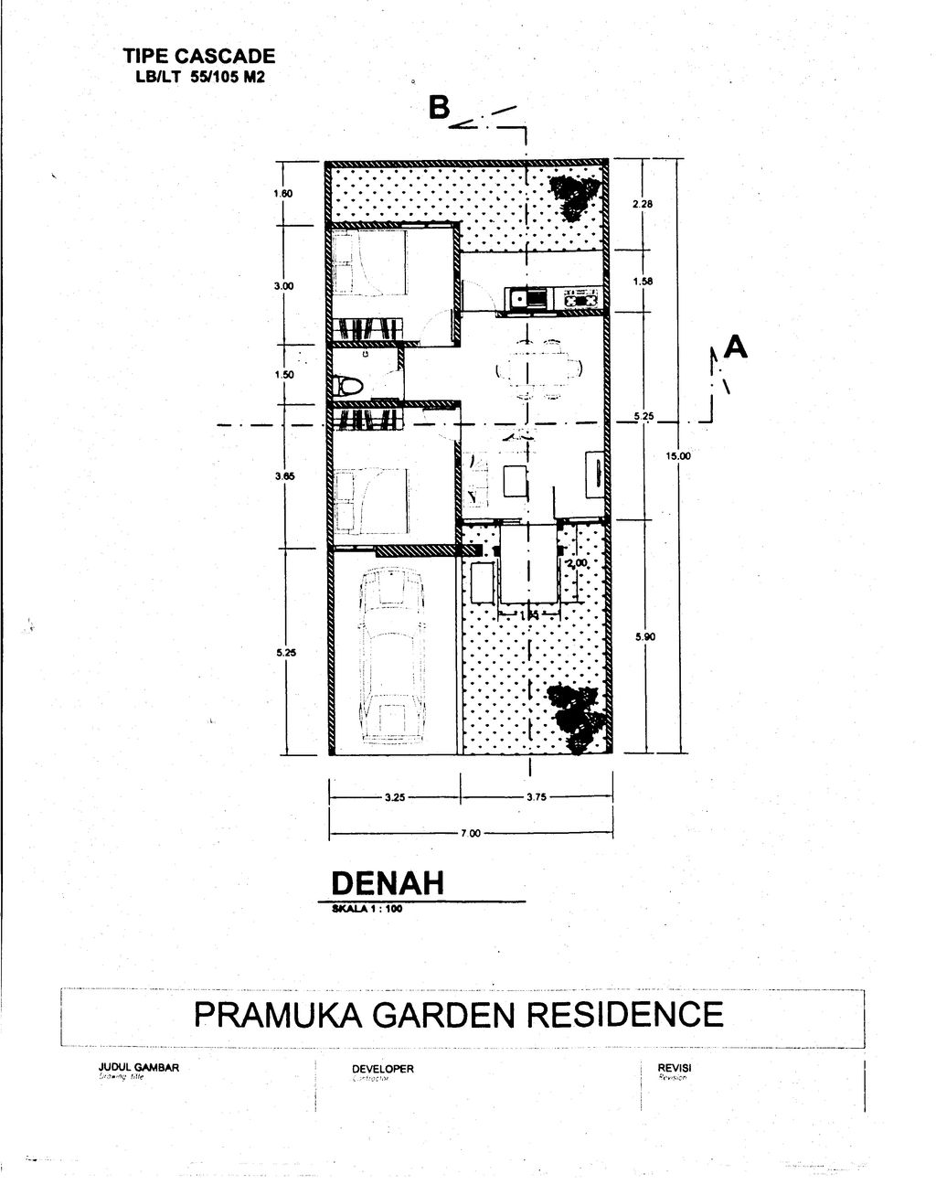 foto denah rumah tipe CASCADE perumahan Pramuka Garden Residence