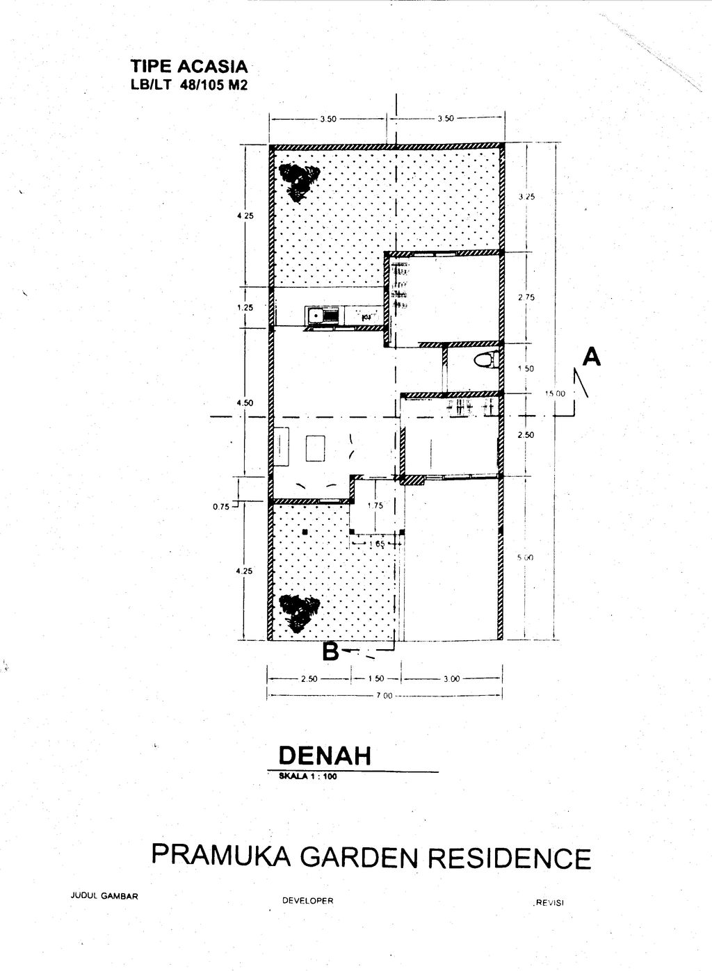foto denah rumah tipe ACASIA perumahan Pramuka Garden Residence