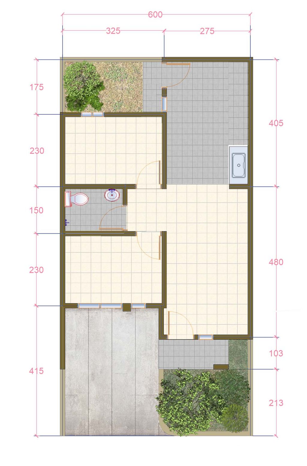 foto denah rumah tipe Red Orchid perumahan GREEN TANAH MAS REGENCY