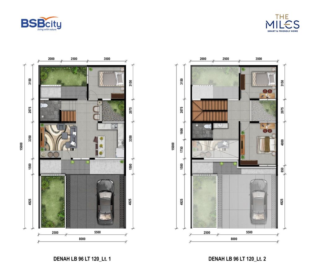 foto denah rumah tipe THE MILES ELANO AA/12A perumahan THE MILES 2
