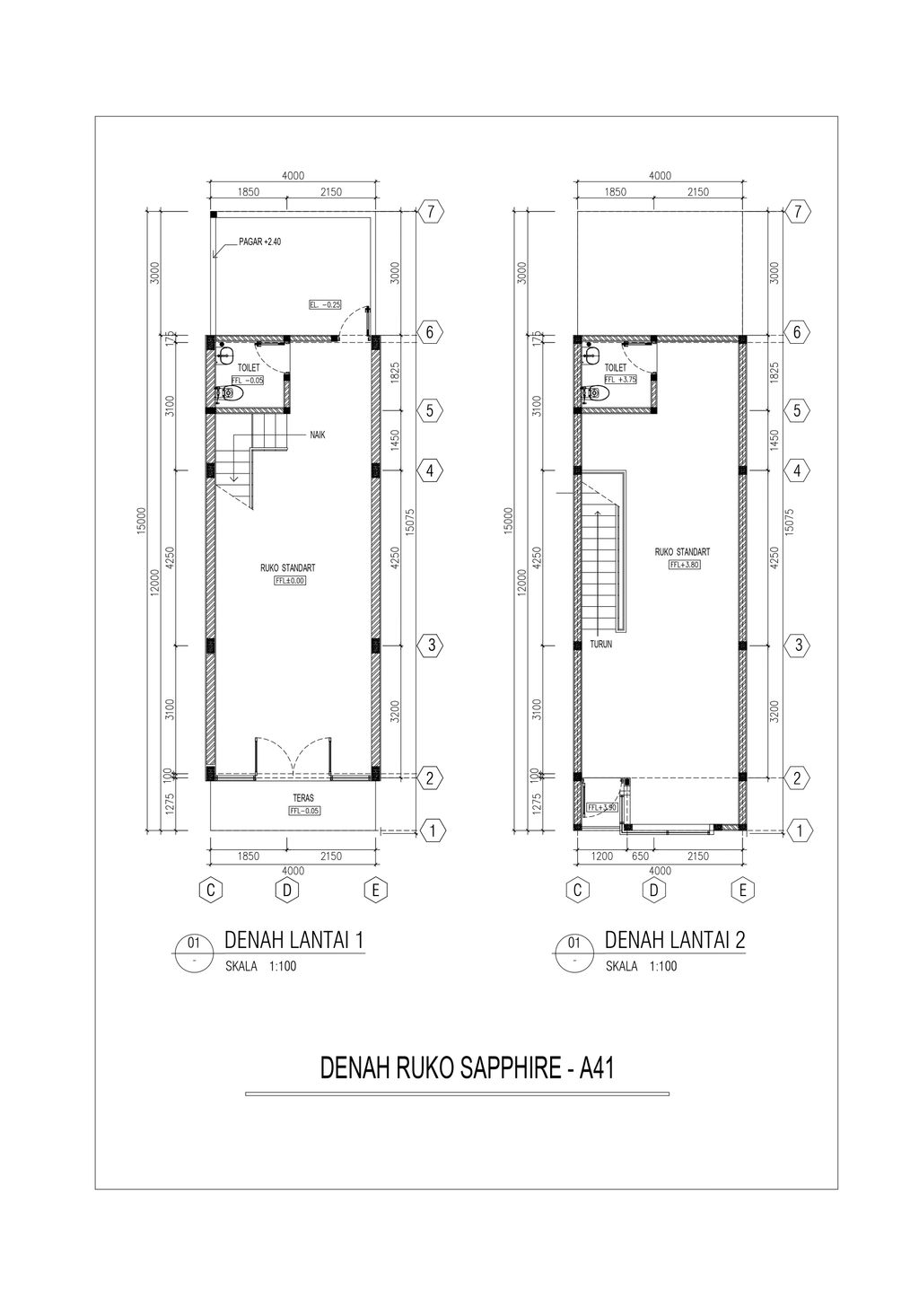 foto denah rumah tipe RUKO SAPPHIRE perumahan 3 BISNIS CENTER KARAWANG