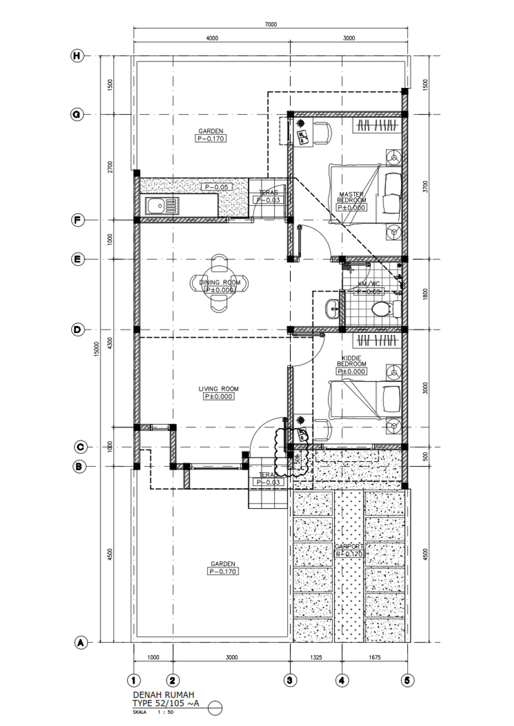 foto denah rumah tipe QB 52/187 perumahan Harvest City