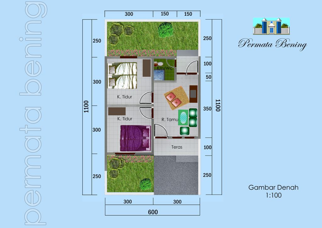 foto denah rumah tipe 36 perumahan PERMATA BENING TAHAP-2