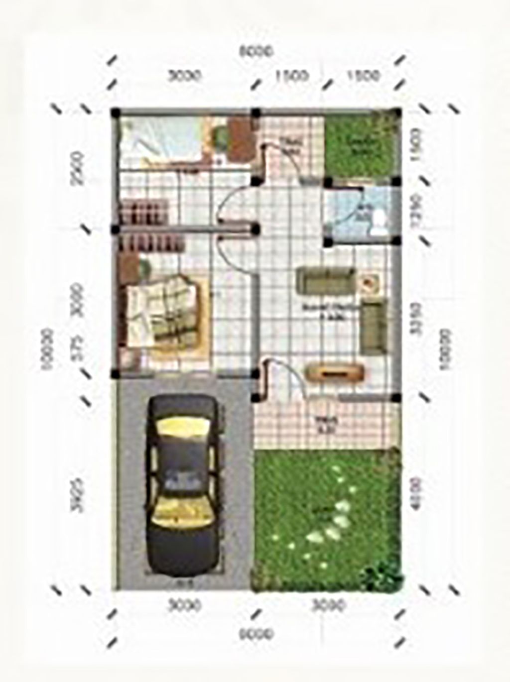 foto denah rumah tipe 30/60 perumahan CLUSTER PESONA TANAMERA
