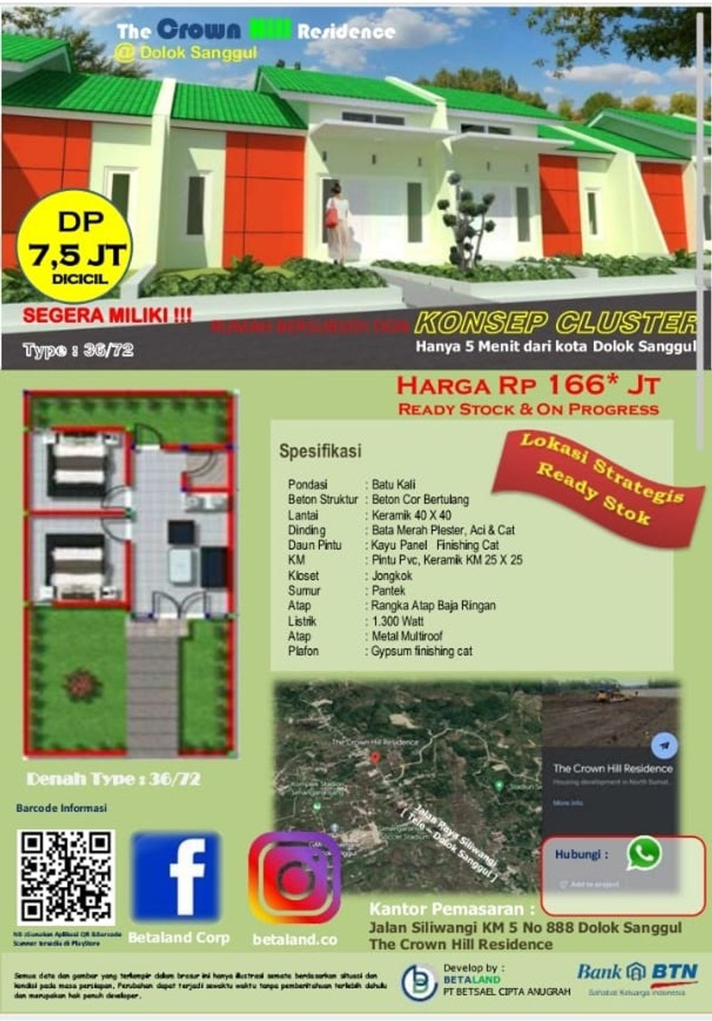 foto denah rumah tipe 36/72 (166) perumahan The Crown Hill Residence