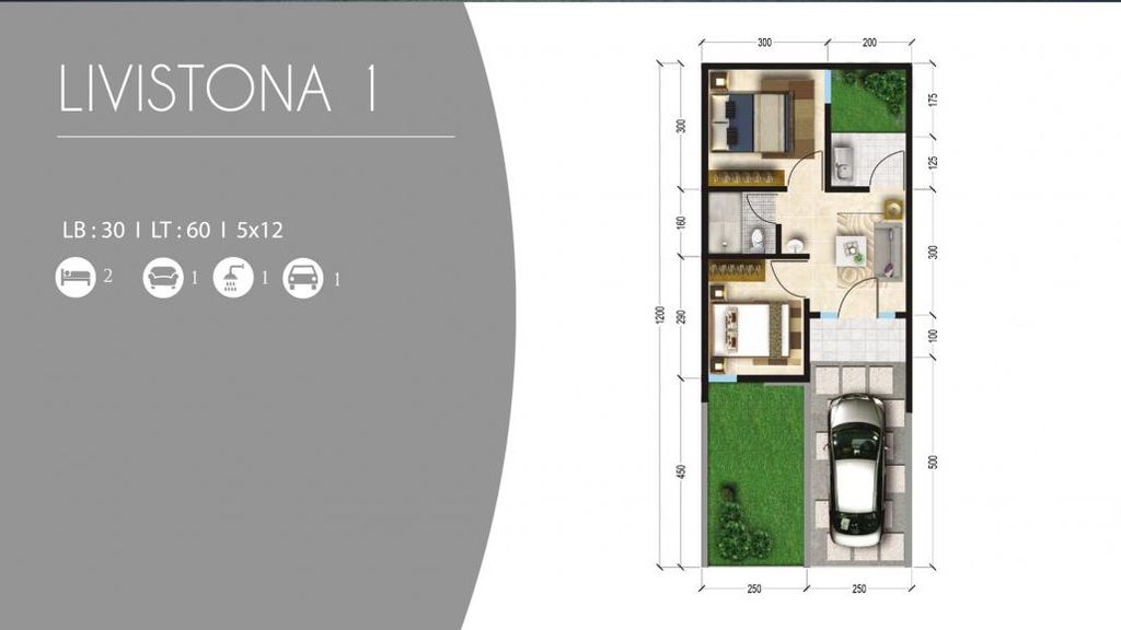 foto denah rumah tipe LEBAR 5 MONTEVERDE LIVISTONA 1 perumahan Citra Land Cibubur