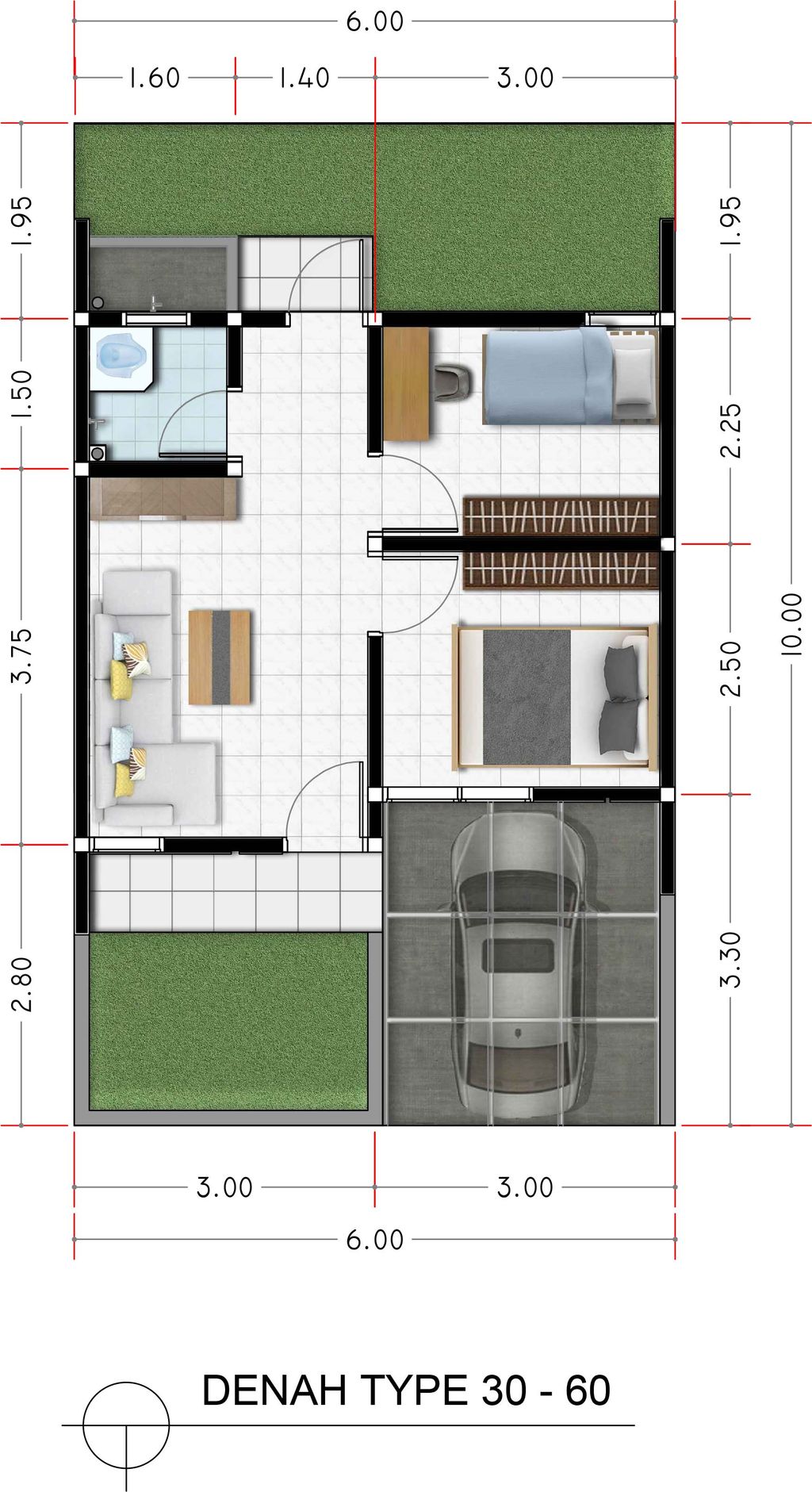 foto denah rumah tipe 30/60 SUBSIDI perumahan TOP PUTRA RESIDENCE 2