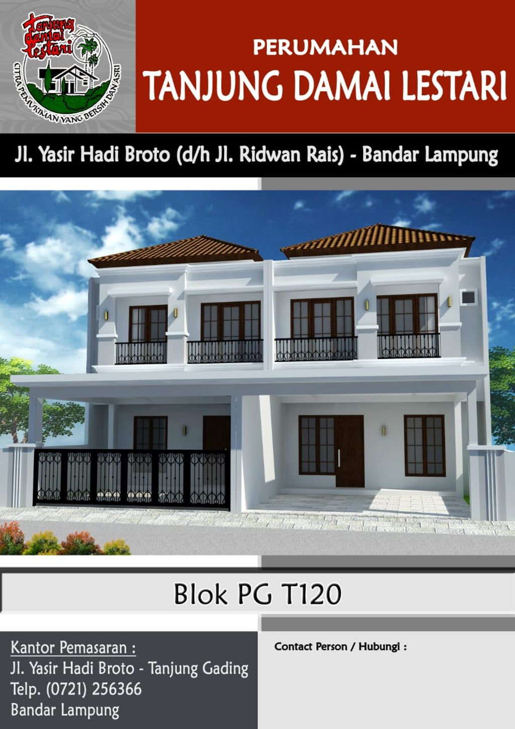 foto tampak rumah tipe PG - 120 perumahan PERUMAHAN TANJUNG DAMAI LESTARI