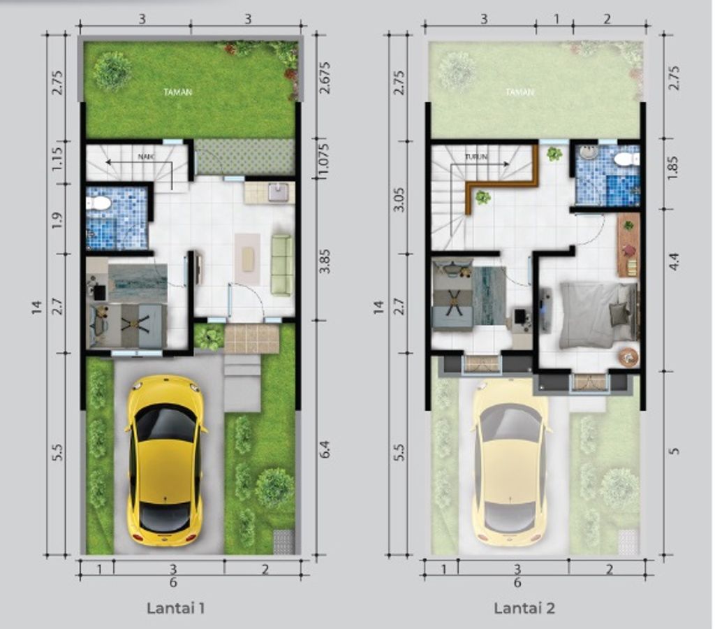 foto denah rumah tipe CARDIFF perumahan ROYAL TAJUR RESIDENCE, CLUSTER DUNSTER