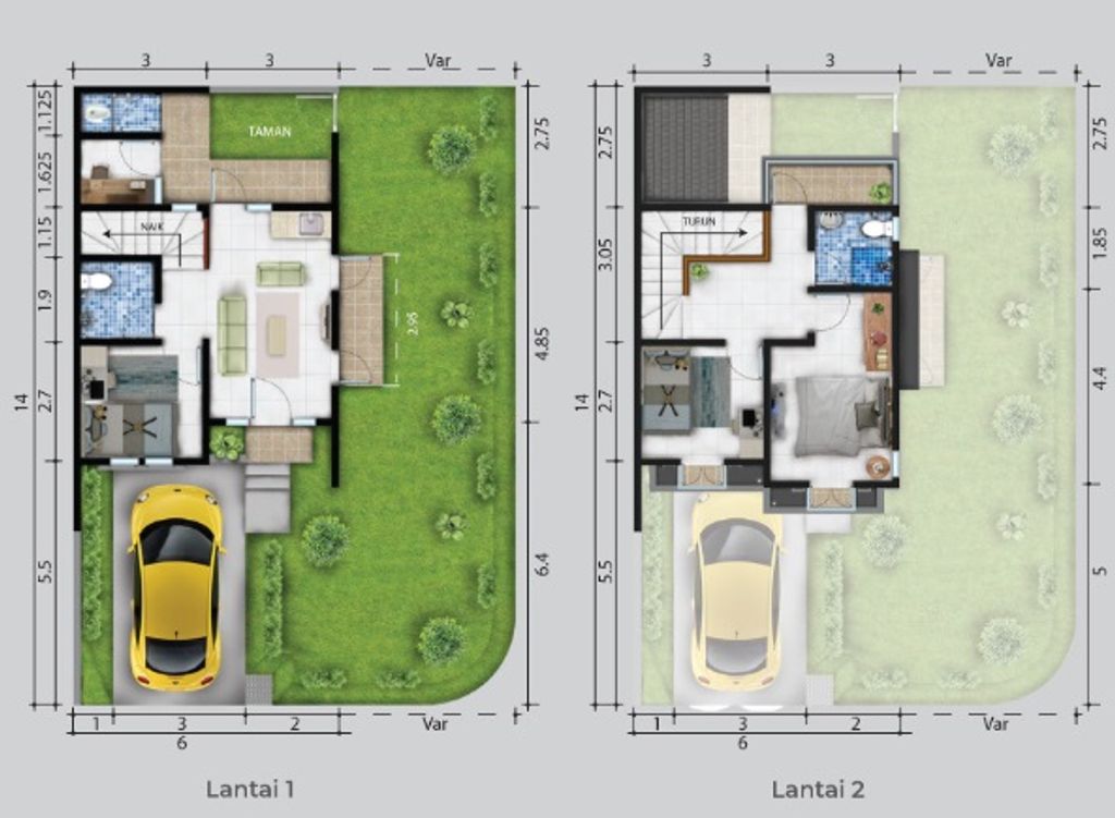 foto denah rumah tipe CARDIFF CORNER perumahan ROYAL TAJUR RESIDENCE, CLUSTER DUNSTER
