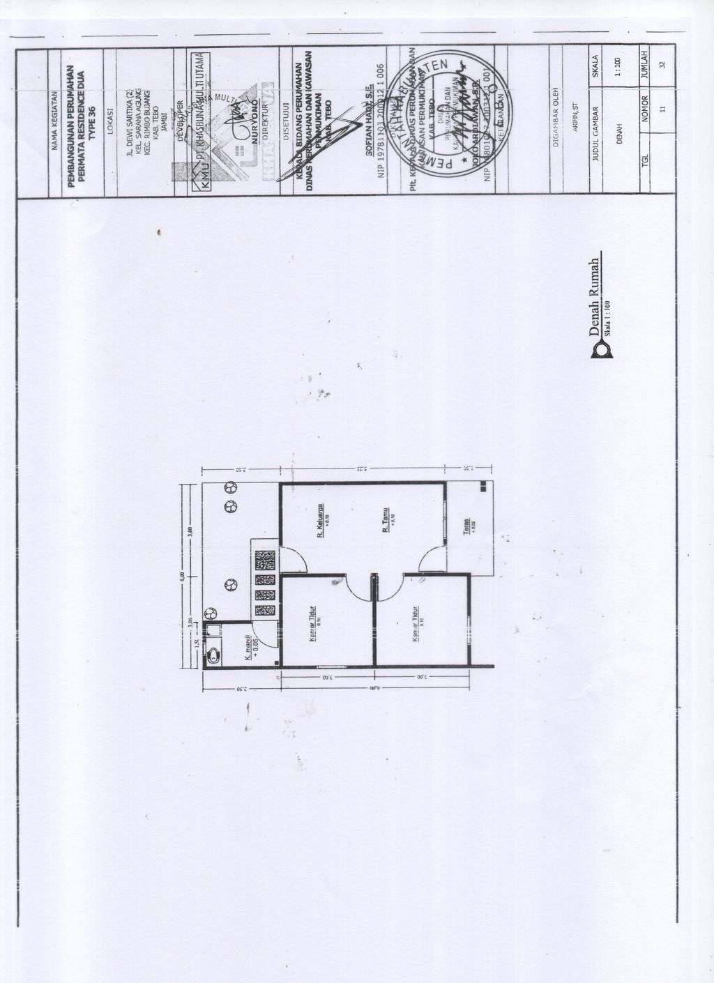 foto denah rumah tipe 36 perumahan PERMATA RESIDENCE DUA