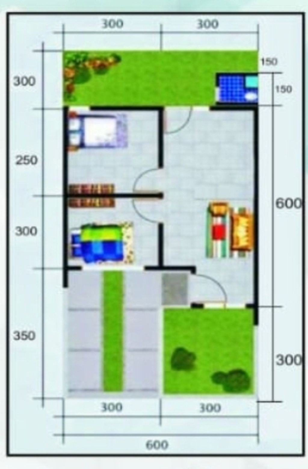 foto denah rumah tipe 36/72 perumahan Mulyo Asri Residence