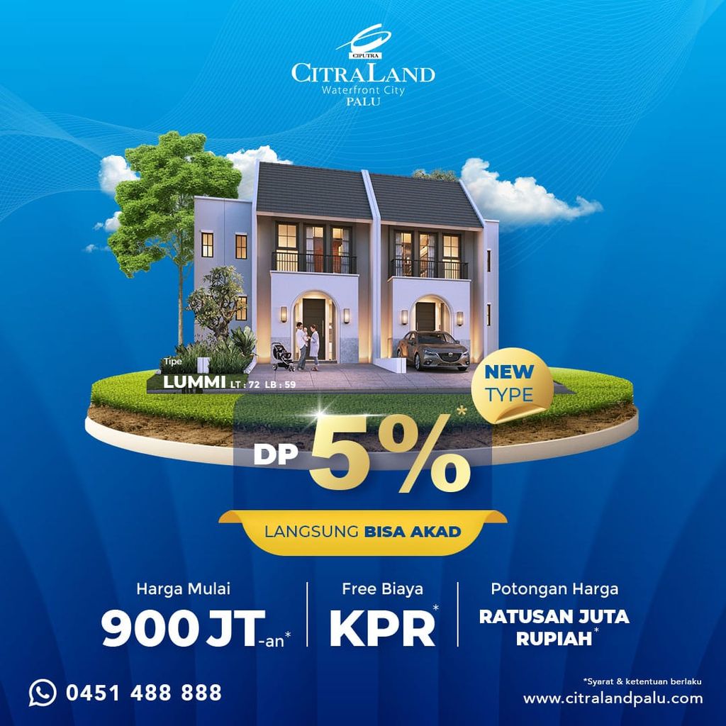 foto tampak rumah tipe LUMMI perumahan CitraLand Palu