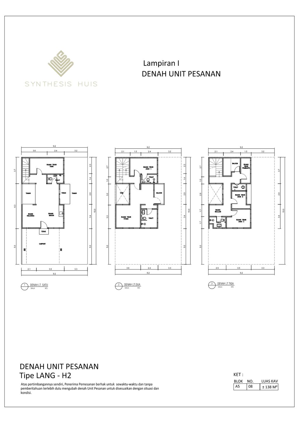 foto denah rumah tipe LANG perumahan Synthesis Huis