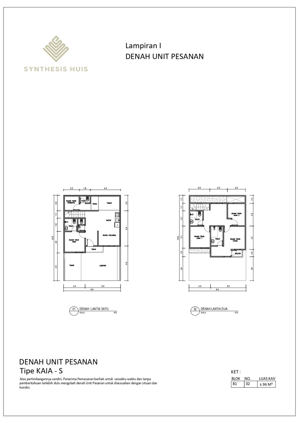 foto denah rumah tipe KAIA perumahan Synthesis Huis