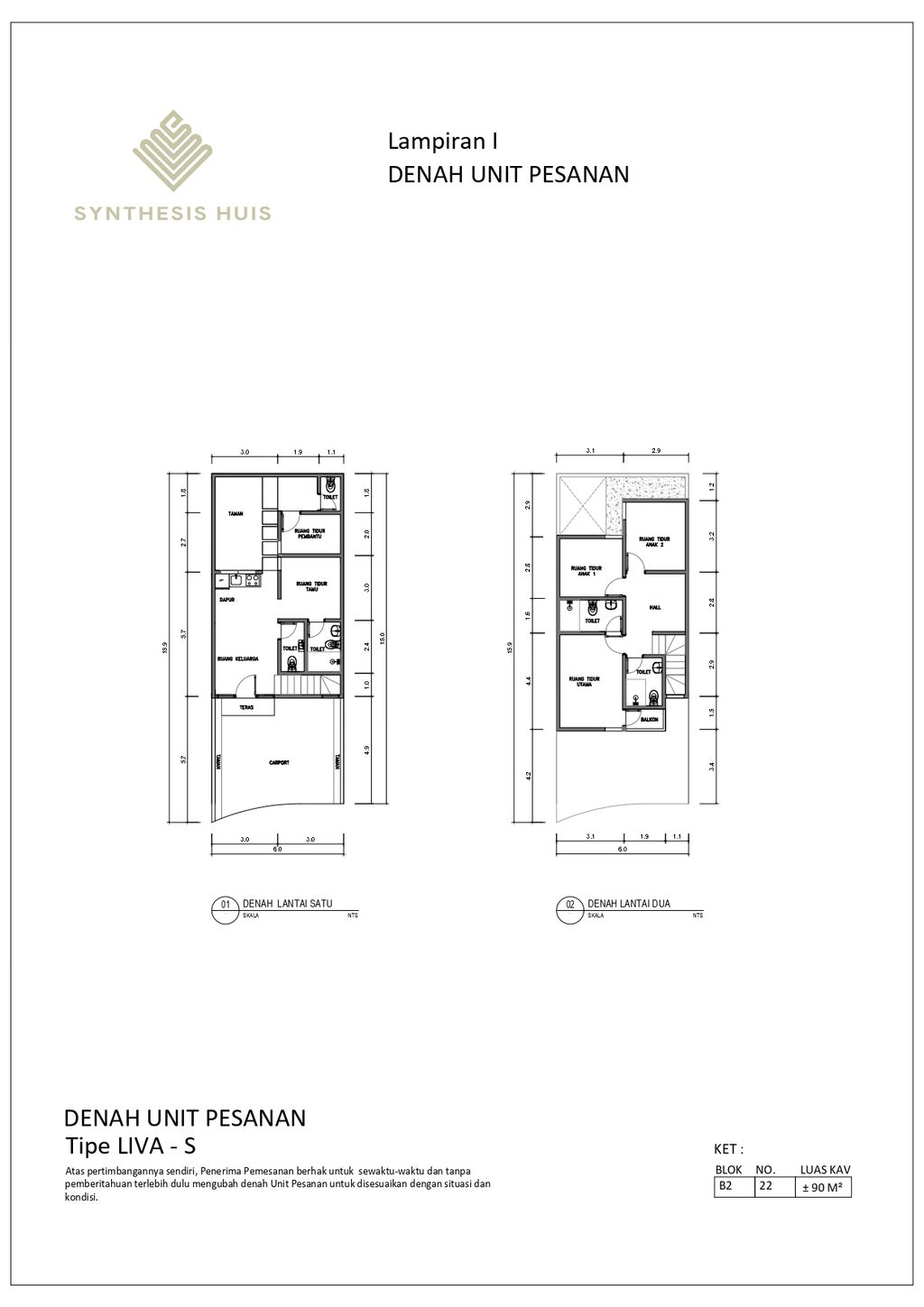 foto denah rumah tipe LIVA perumahan Synthesis Huis