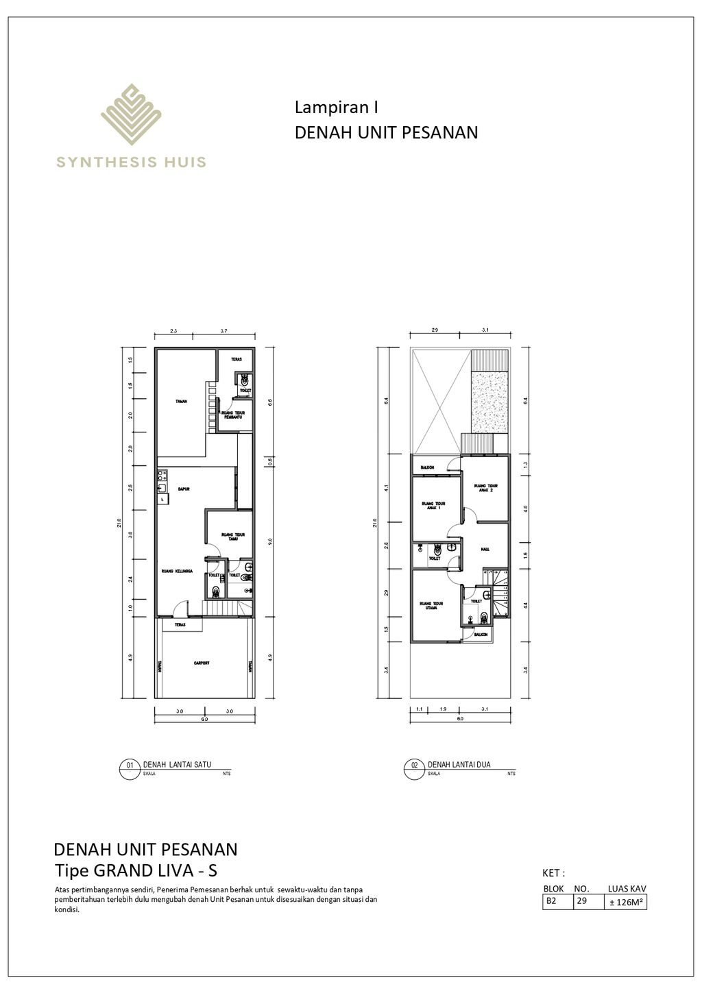 foto denah rumah tipe GRAND LIVA perumahan Synthesis Huis